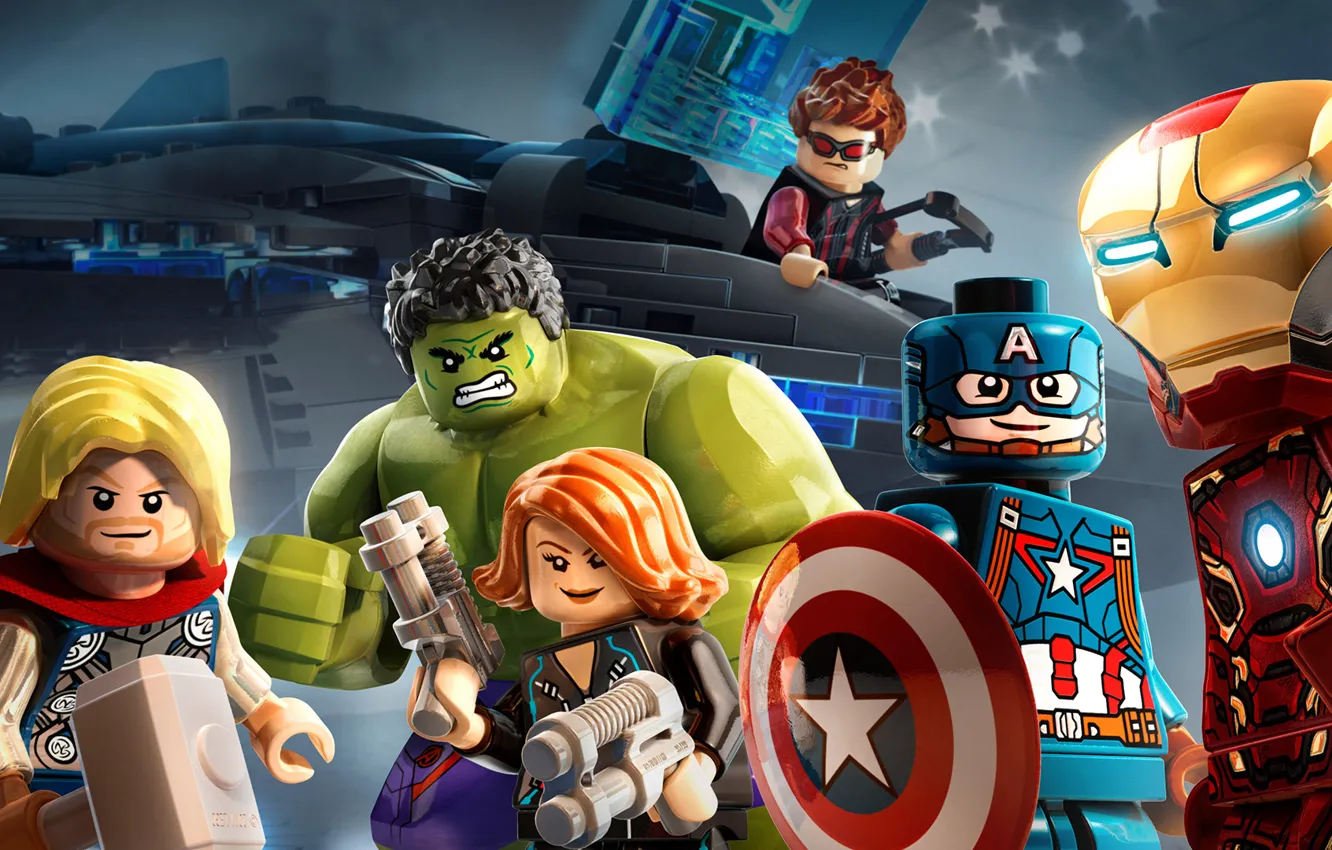 Photo wallpaper iron man, Hulk, marvel, LEGO, Thor, Lego, marvel, captain america