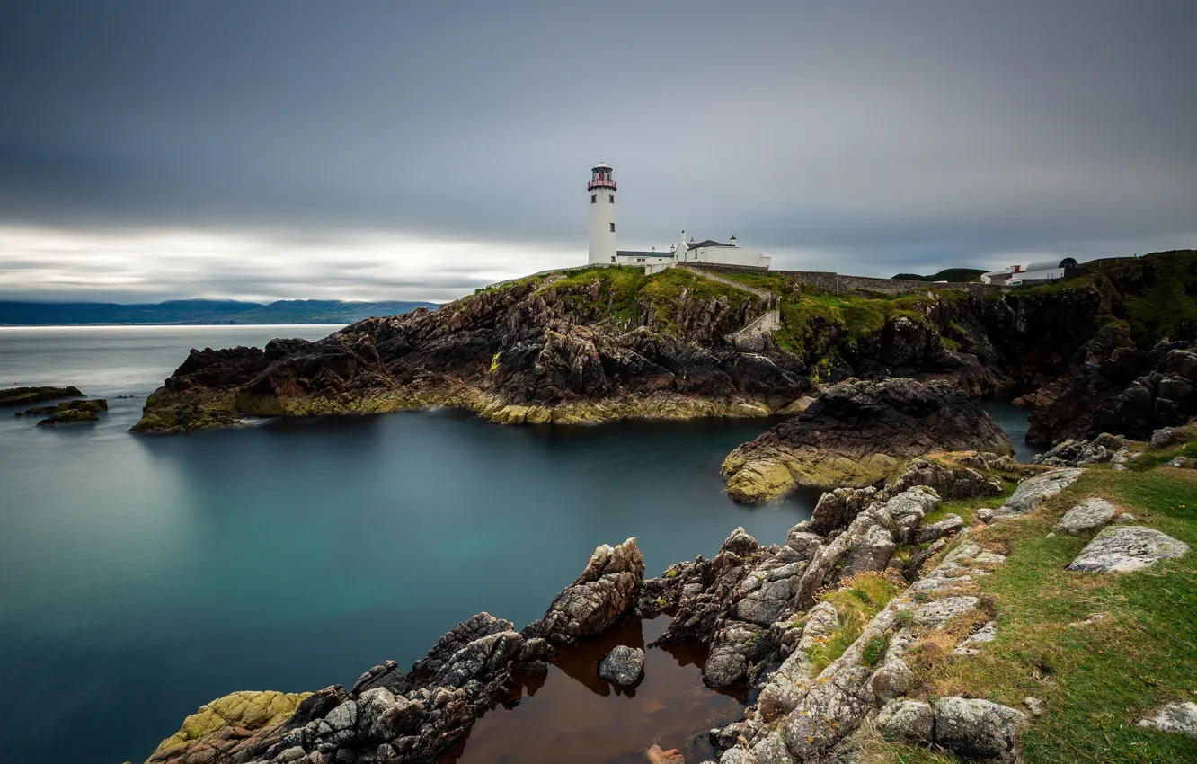 Photo wallpaper sea, rocks, shore, lighthouse