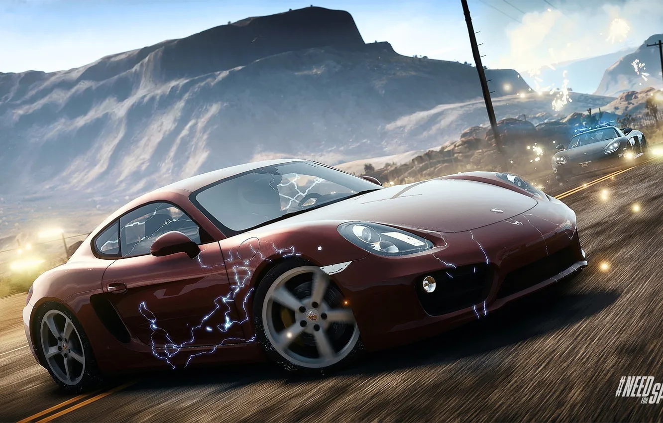 Photo wallpaper Porsche, ghost, Need for Speed, nfs, police, 2013, pursuit, Cayman S