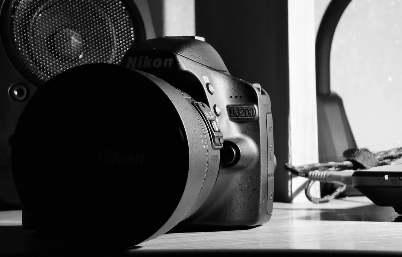 Photo wallpaper white, black, Nikon, D3200