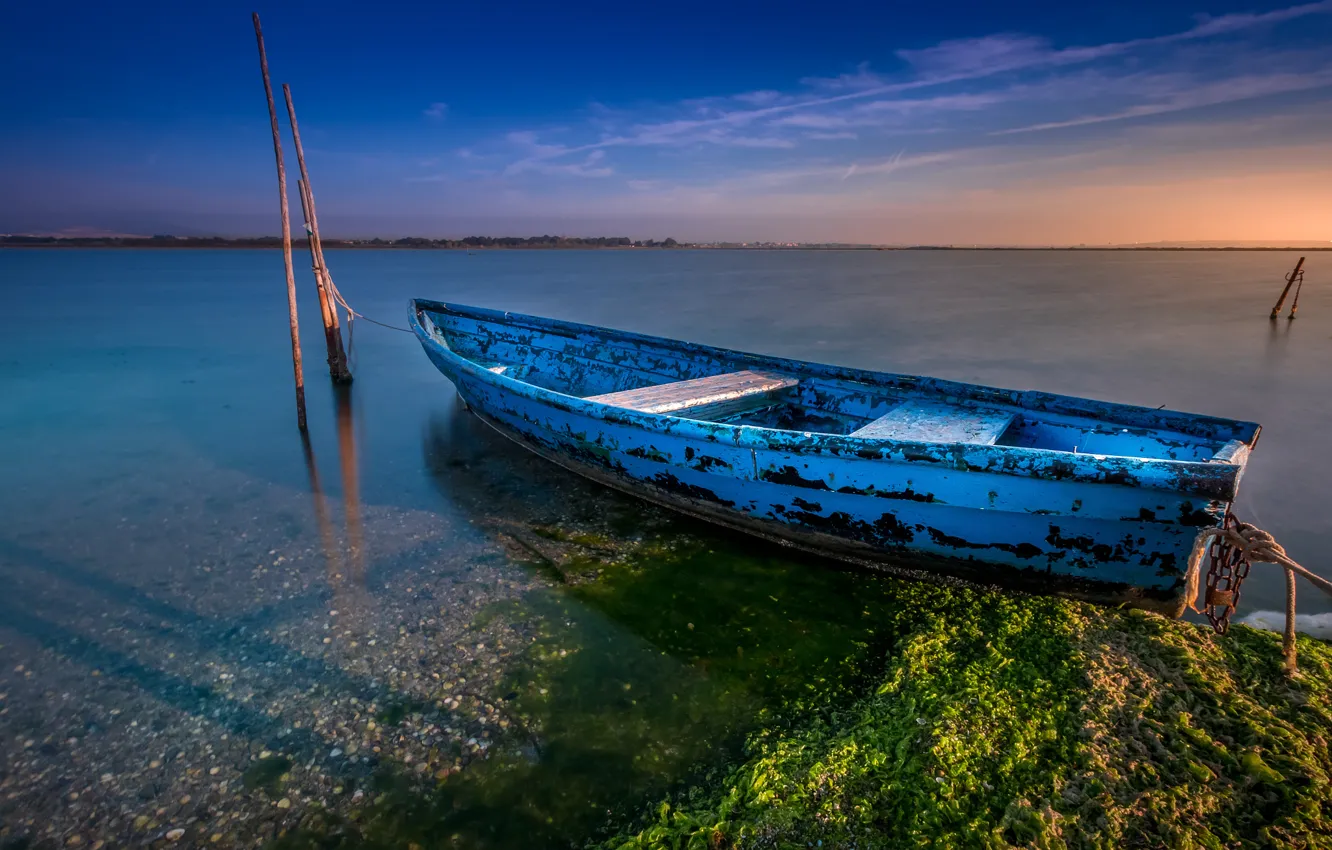 Photo wallpaper sea, water, nature, surface, boat, France