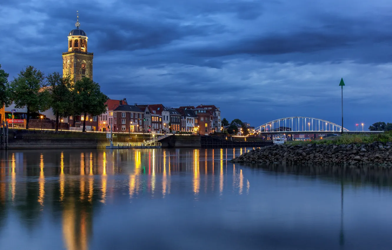 Photo wallpaper bridge, river, Netherlands, Deventer