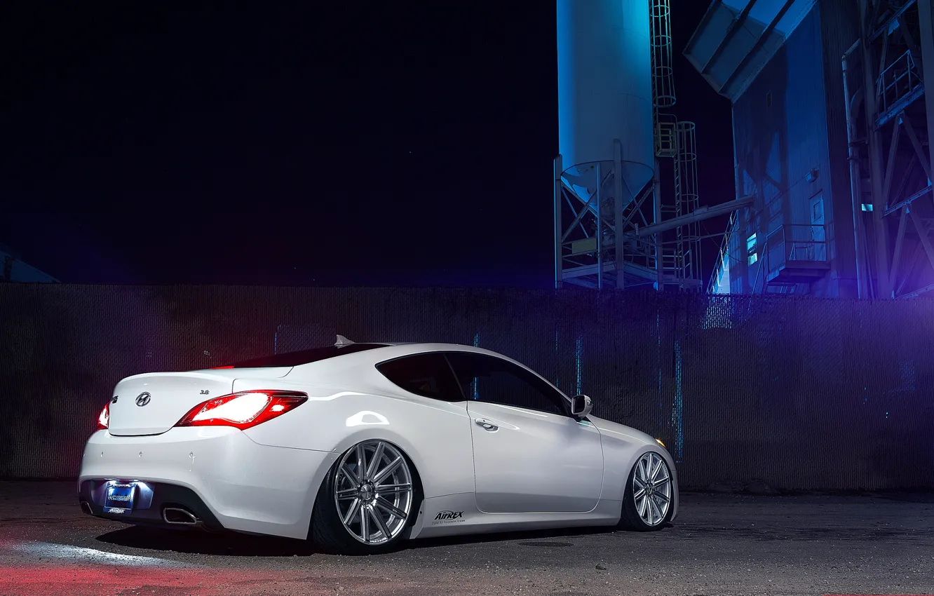 Photo wallpaper white, tuning, coupe, white, hyundai, Hyundai, vossen, genesis