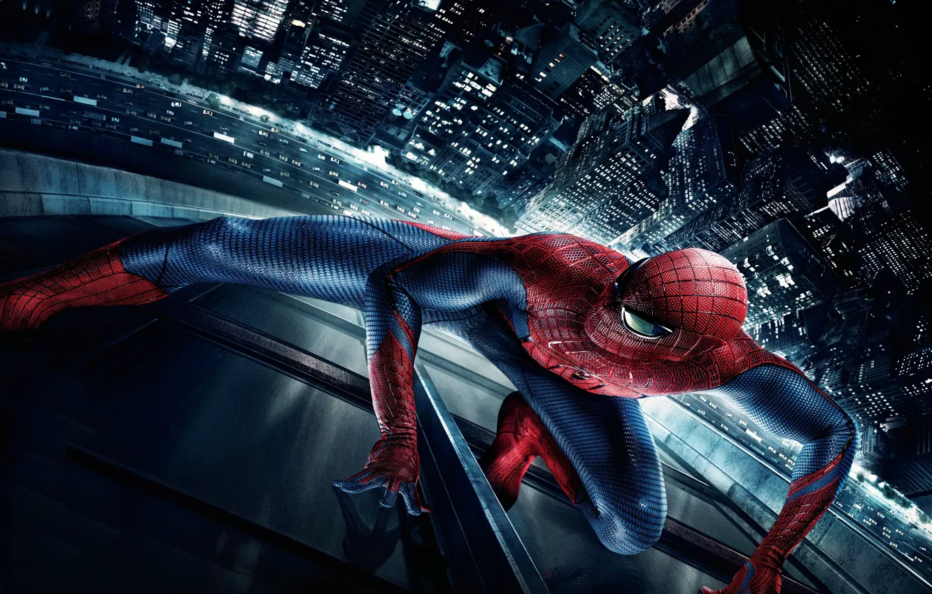 Photo wallpaper night, the city, spider, New York, The Amazing Spider-Man, New spider-Man
