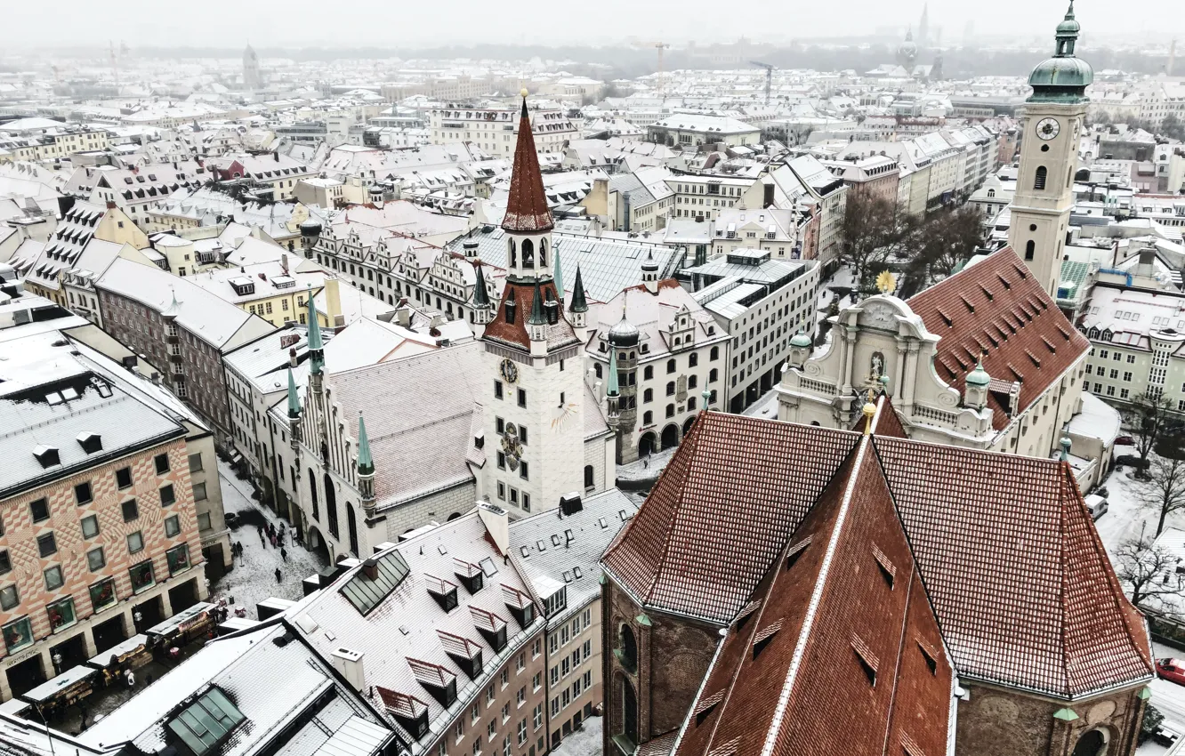 Photo wallpaper winter, snow, home, Germany, Munich, Germany, Munich, winter