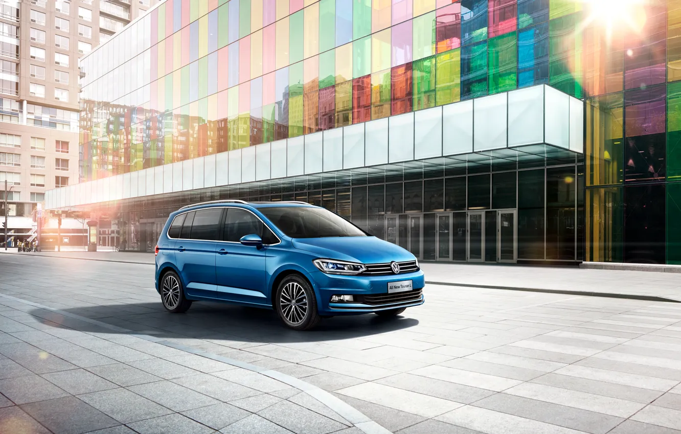 Photo wallpaper Auto, Volkswagen, Machine, Blue, Car, 2016, Touran