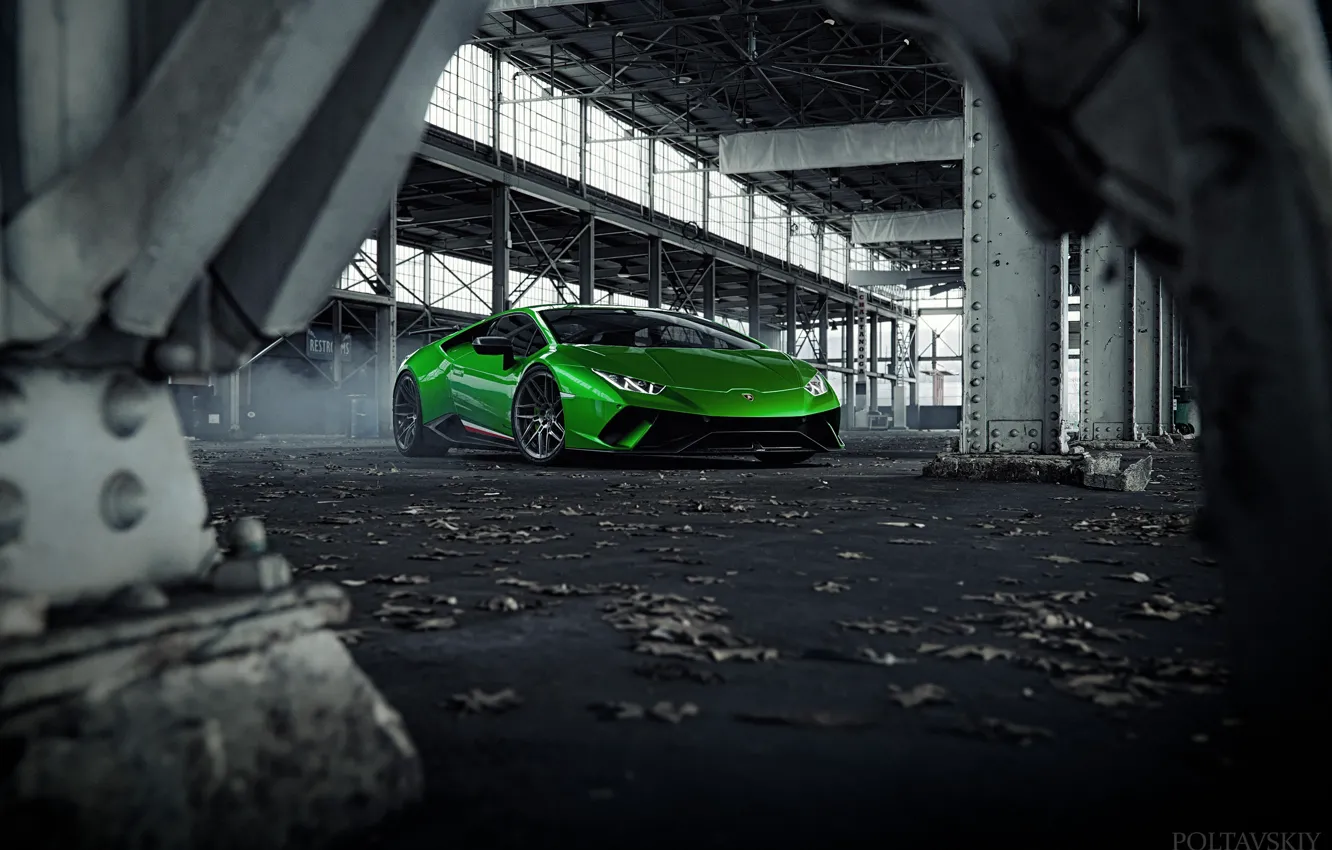 Photo wallpaper Auto, Lamborghini, Green, Machine, Supercar, Green, Sports car, Huracan