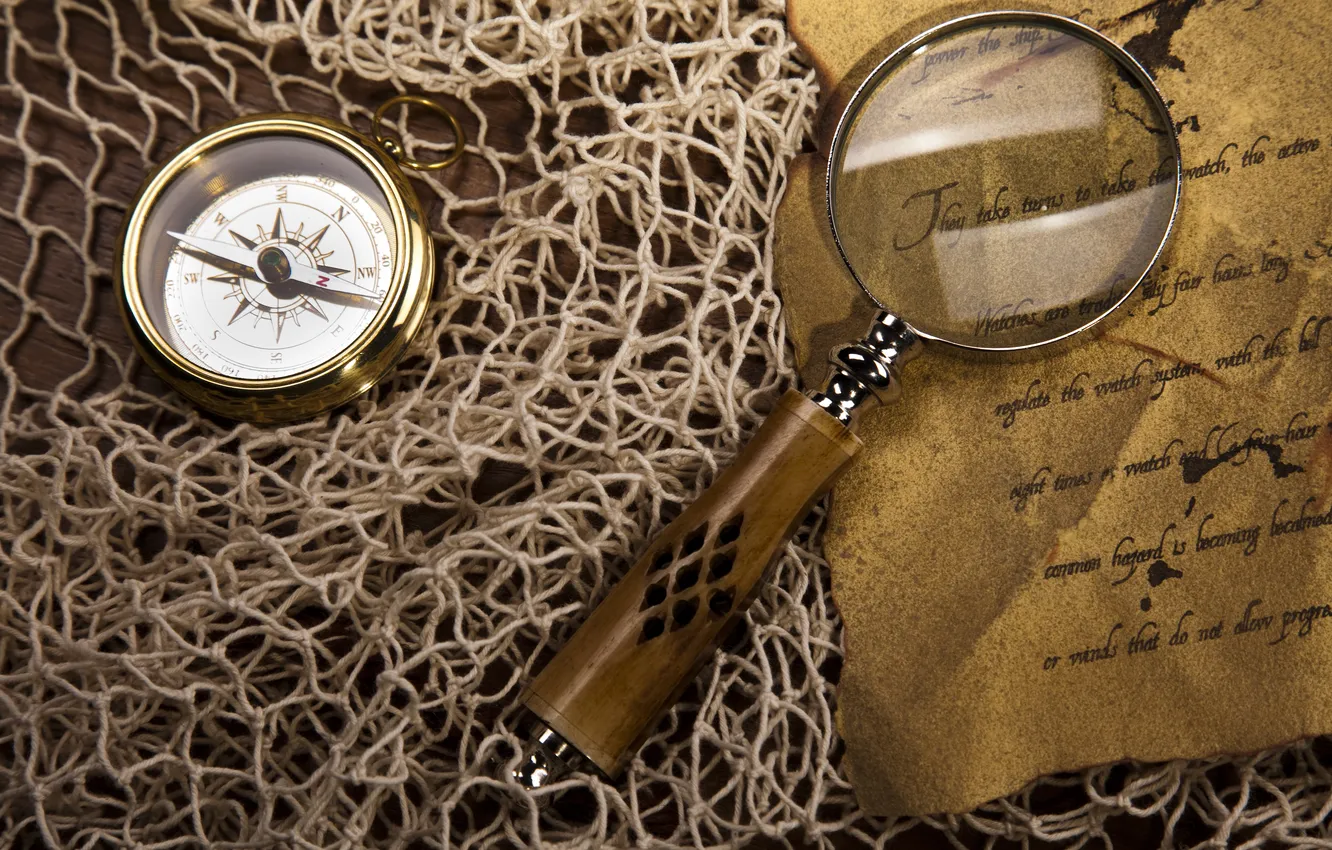 Photo wallpaper paper, network, line, magnifier, compass