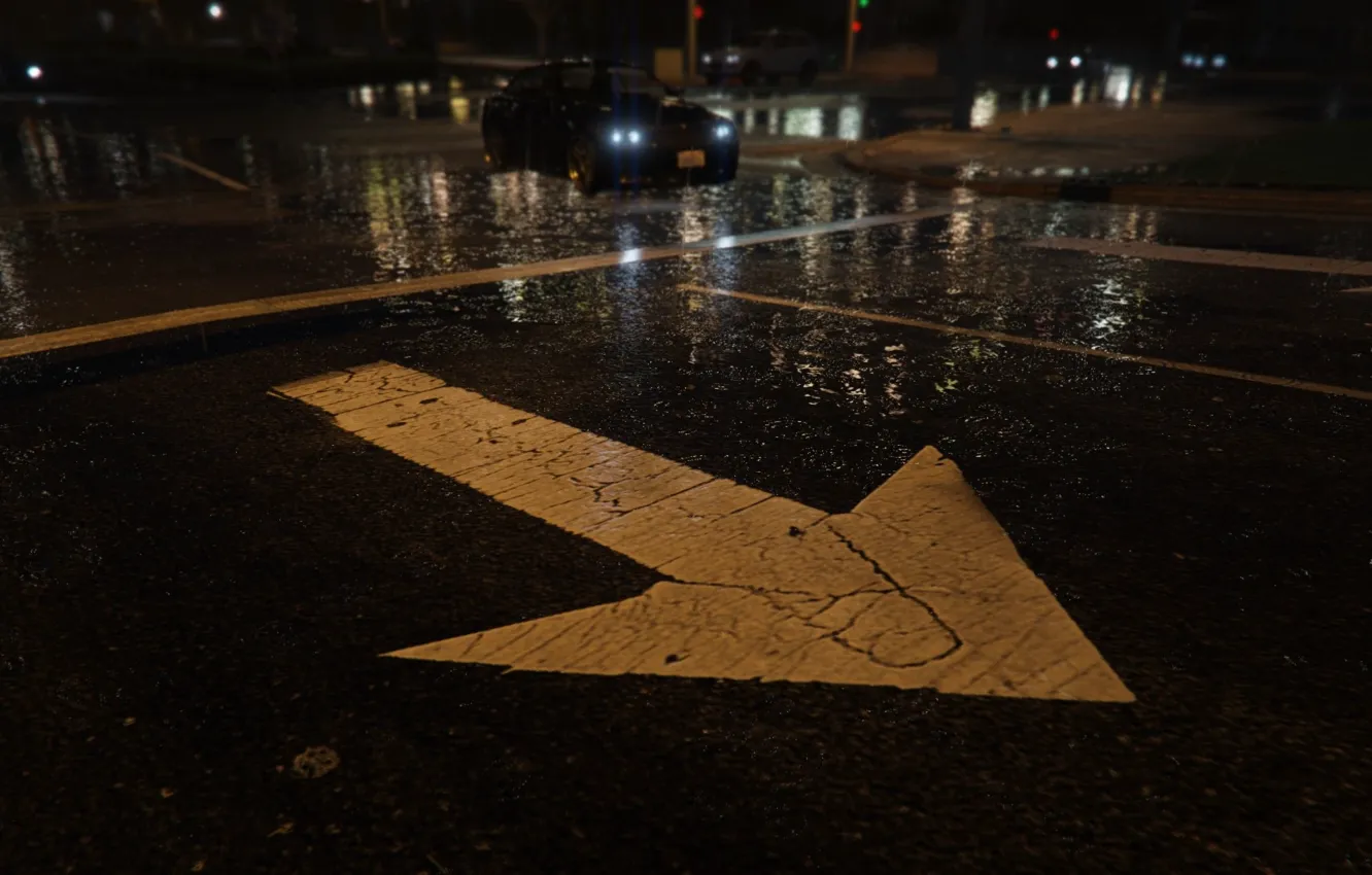 Photo wallpaper machine, night, the city, rain, street