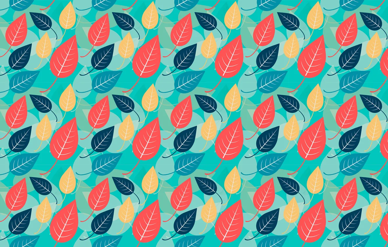 Photo wallpaper leaves, pattern, colorful