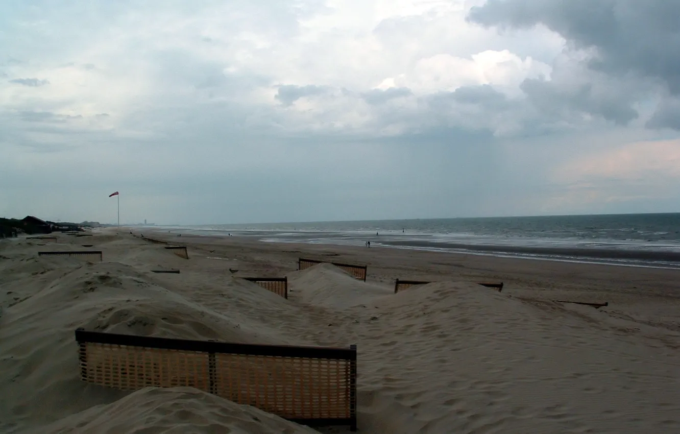 Photo wallpaper beach, sea, clouds, sand, vacation, north sea