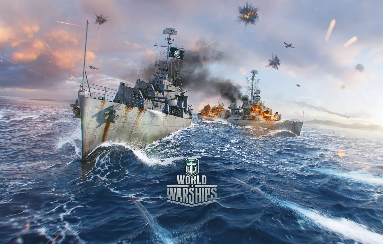 Wallpaper ship, battle, World of Warships, gearing, fletcher for mobile ...