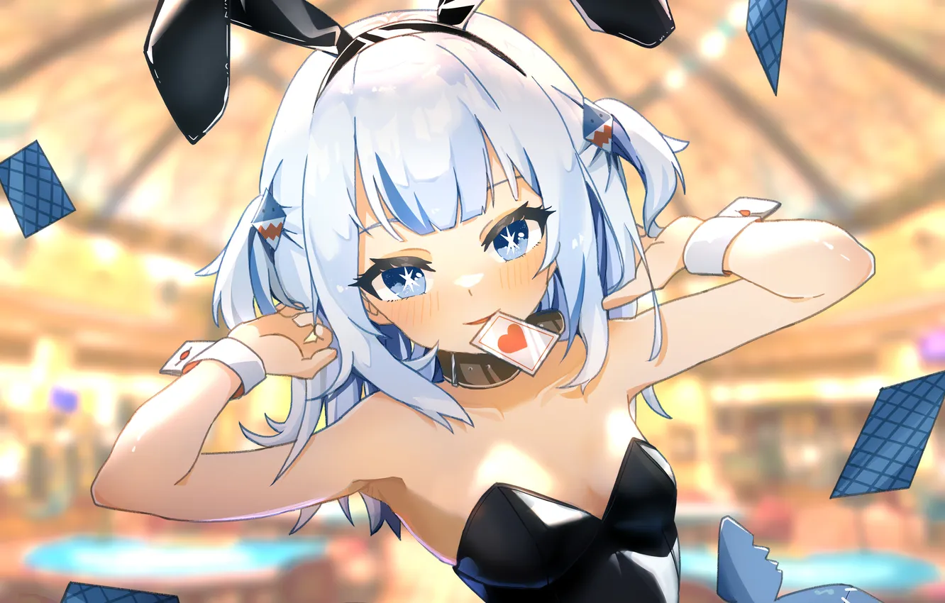 Photo wallpaper girl, sexy, cleavage, long hair, boobs, animal ears, sexy girl, anime