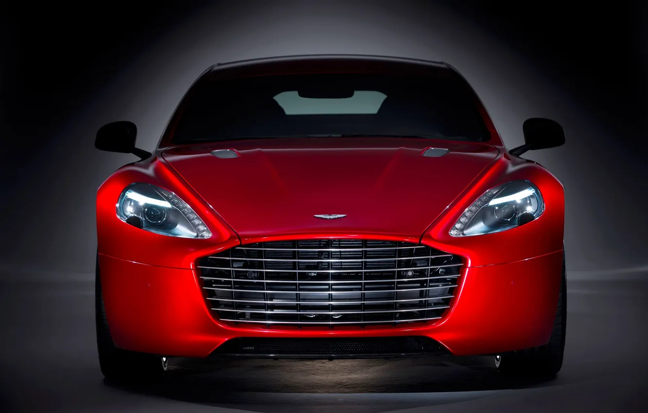 Photo wallpaper machine, red, Aston Martin, lights, The hood, Aston Martin, the front, Rapid