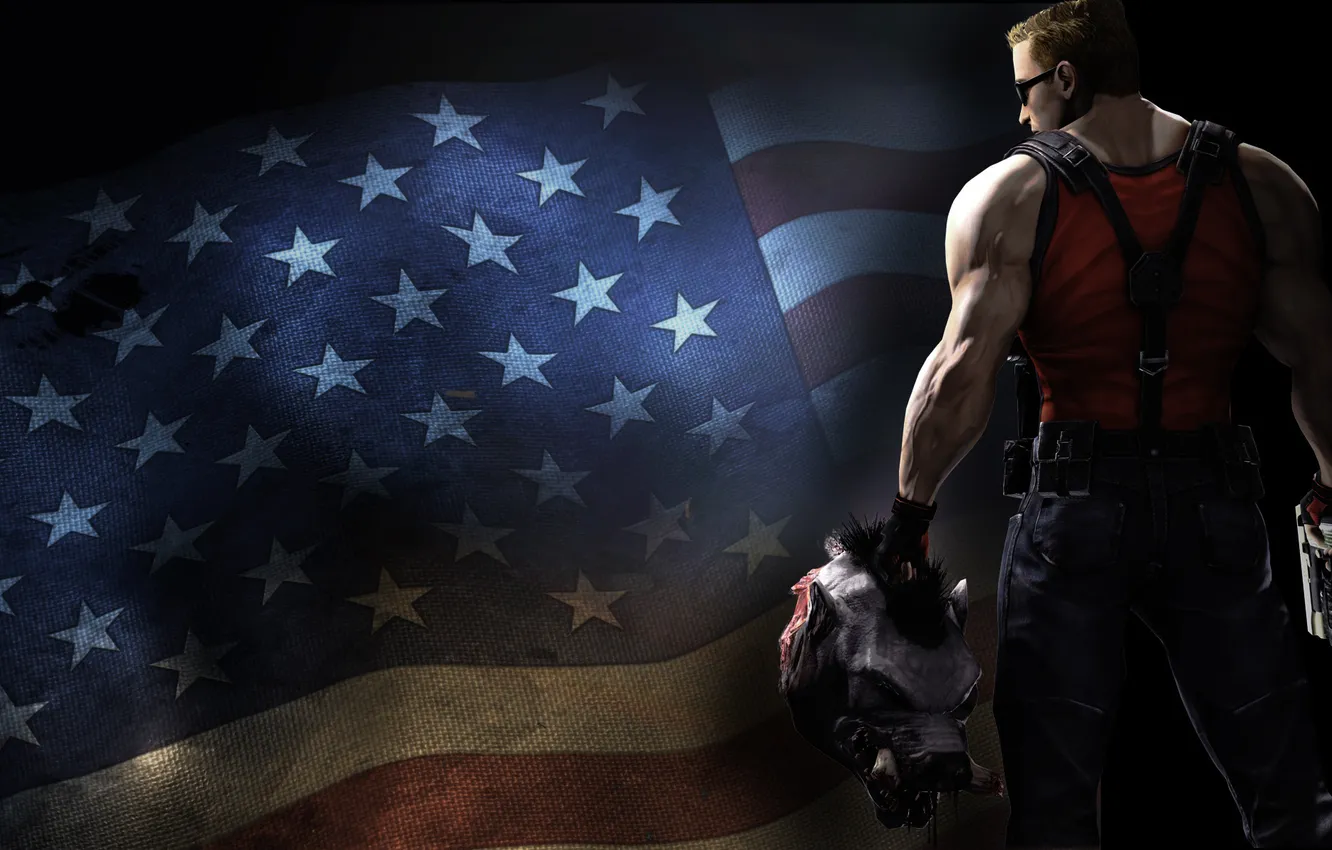 Photo wallpaper Wallpaper, the game, head, flag, by nukem, forever