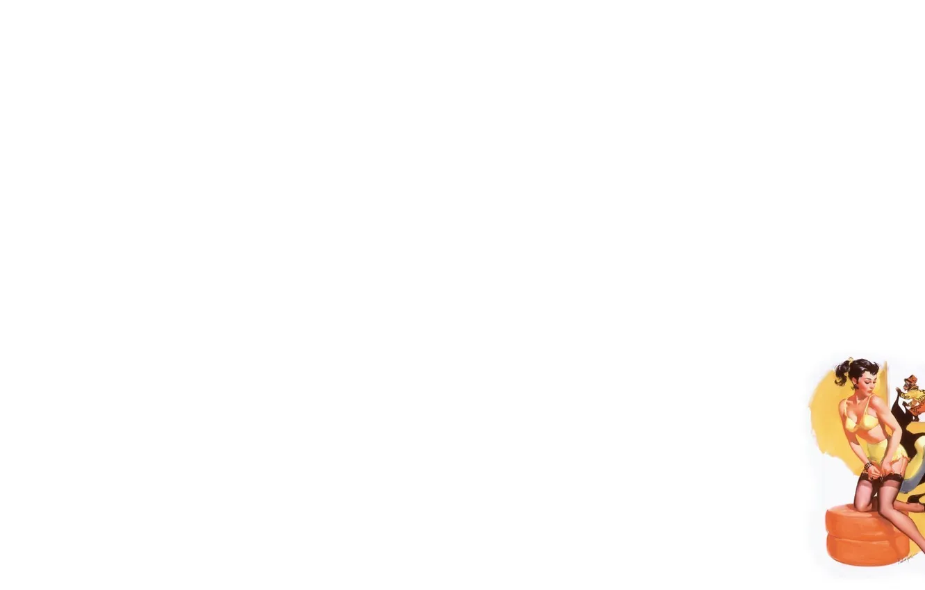 Photo wallpaper girl, stockings, monkey, shoes, pin up