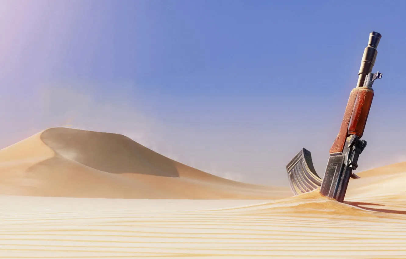 Photo wallpaper weapons, desert, machine, Uncharted