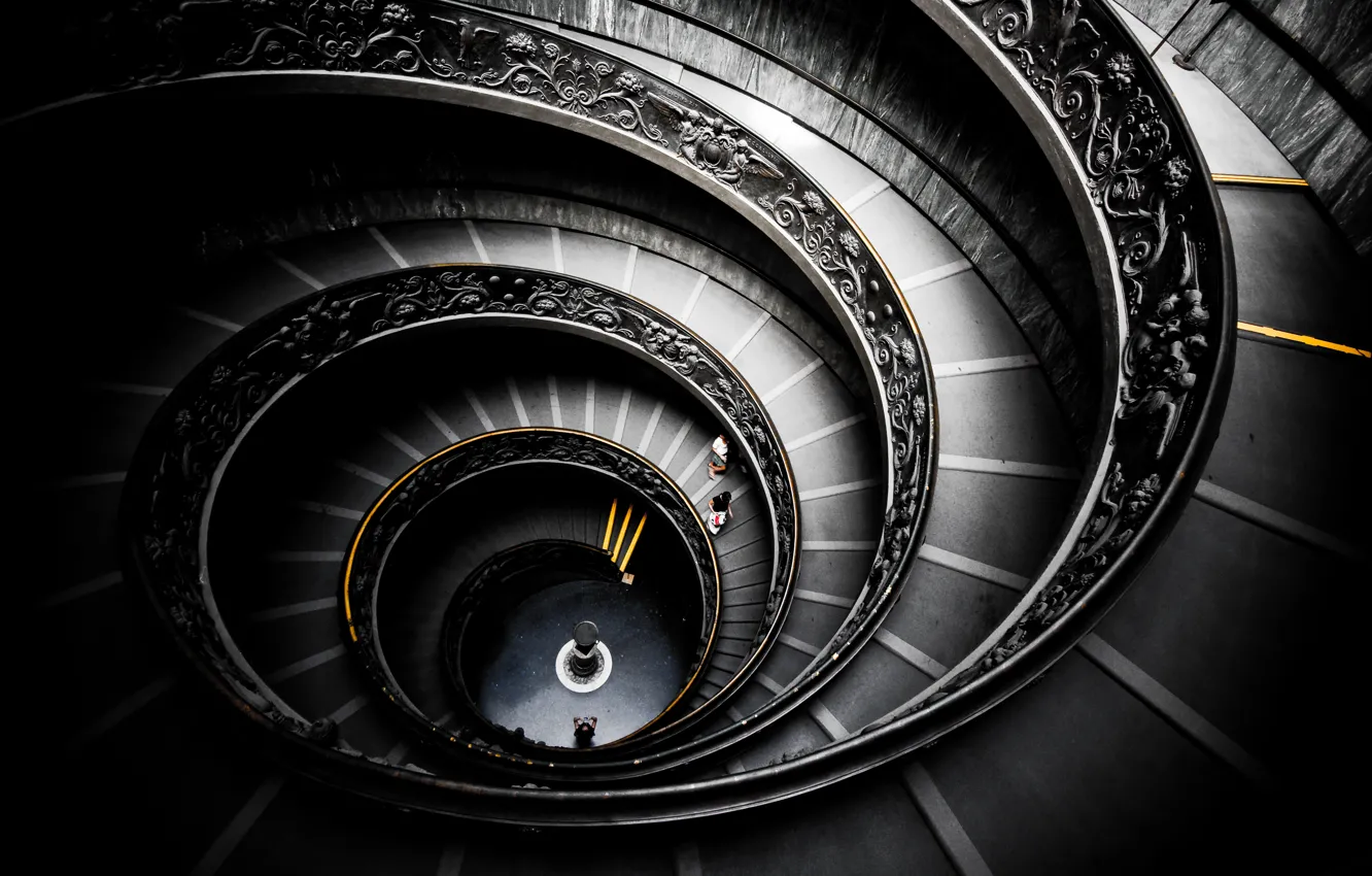 Photo wallpaper design, spiral, structure, stairs, Museum, helix, to spiral, stairway