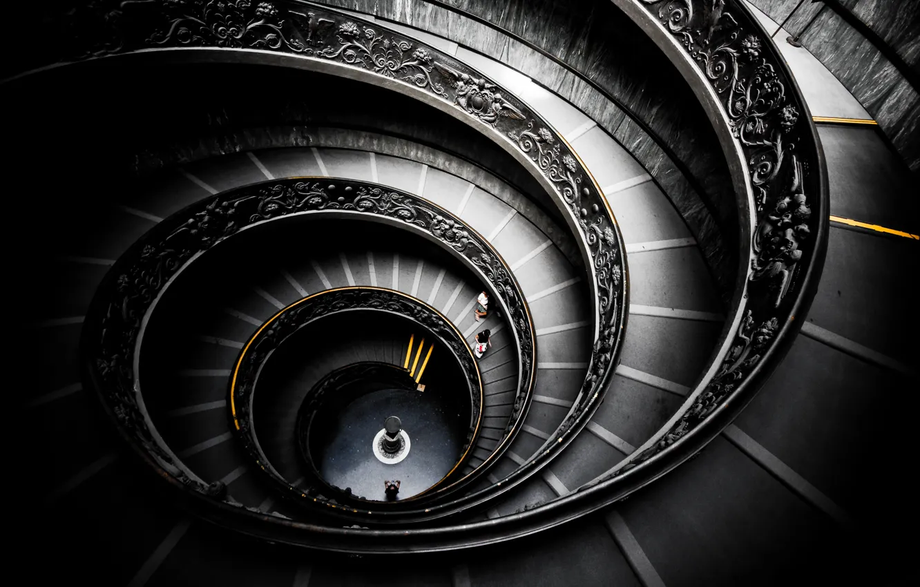 Photo wallpaper round, design, spiral, structure, ladder, Museum, to spiral, stairway