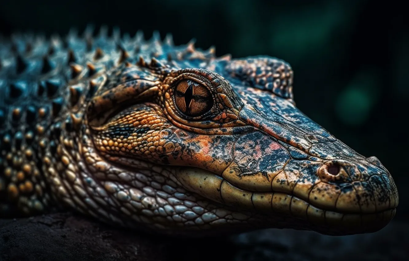 Photo wallpaper look, face, crocodile, AI art, neural network