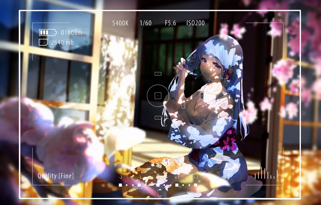 Photo wallpaper girl, flowers, shooting, Genshin Impact, Kamisato Ayaka