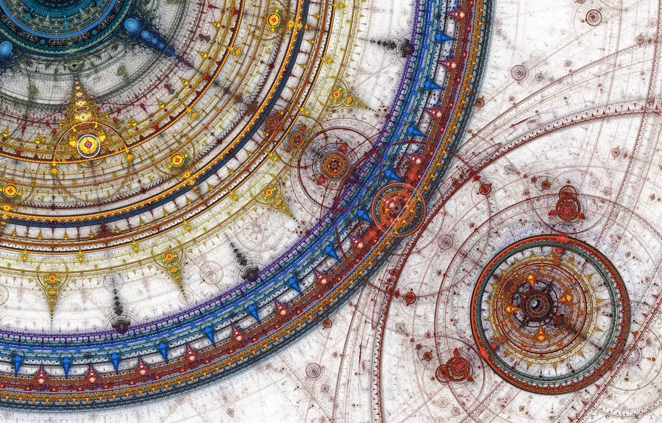 Photo wallpaper circles, blue, yellow, red, pattern, color, deviantart, Prelkia