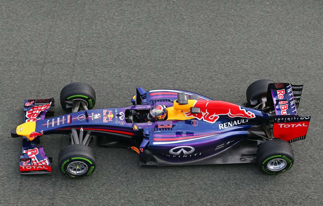 Photo wallpaper Racer, Formula 1, Vettel, Champion, Sebastian, RB10, Red Bull Racing