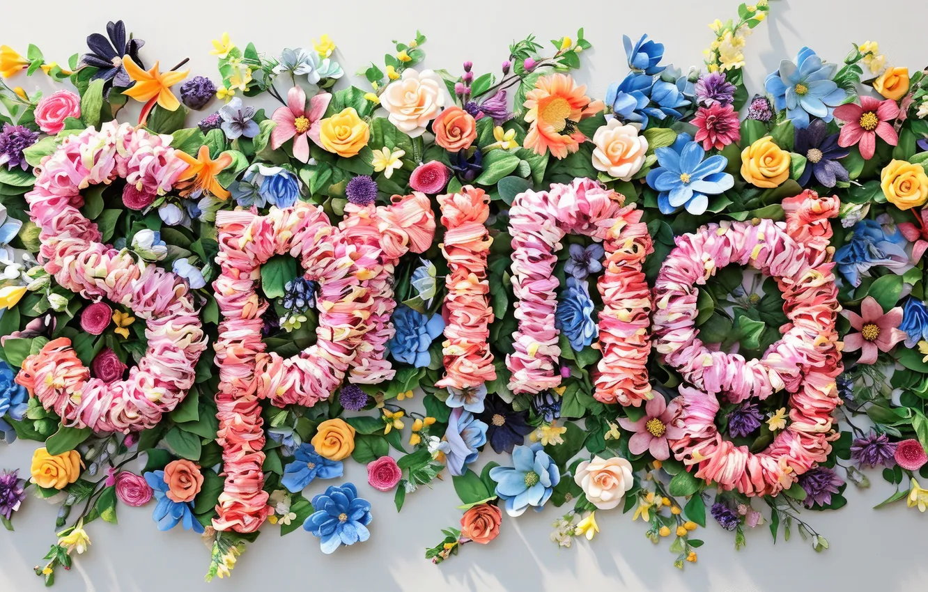 Photo wallpaper flowers, spring, colorful, flowers, spring