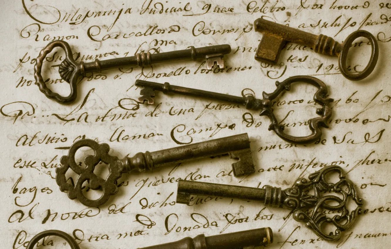 Photo wallpaper letter, retro, key, Sepia, vintage, vintage