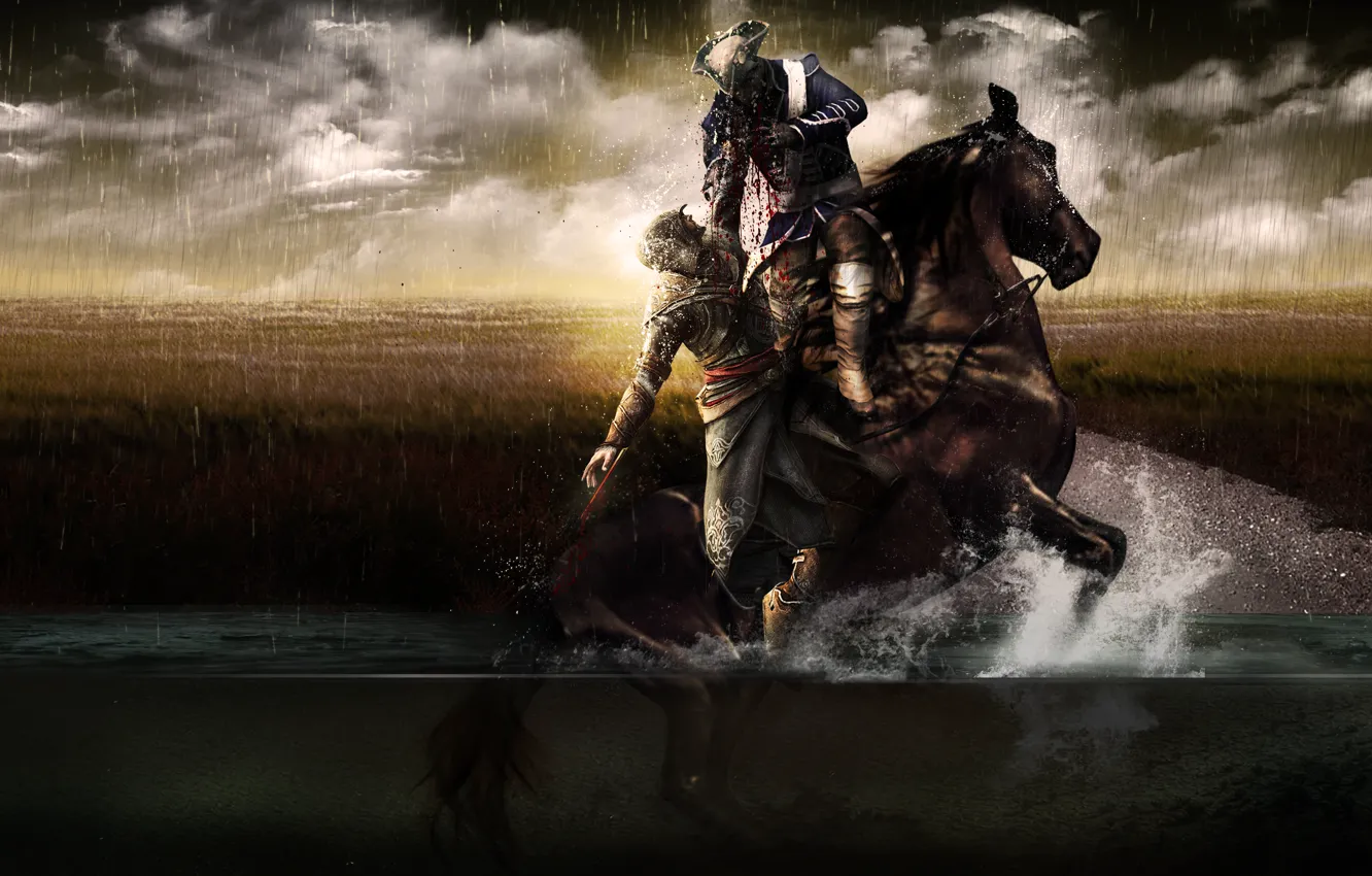 Photo wallpaper field, swamp, assassins creed, assassin, Ezio