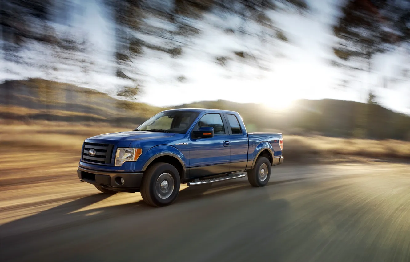 Photo wallpaper trees, speed, pickup, dorgu, Ford F150