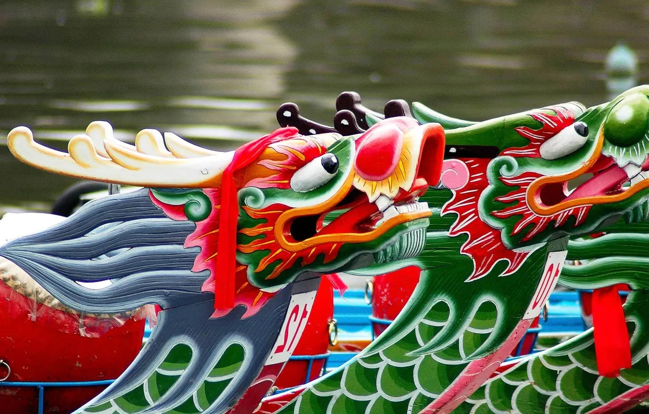 Photo wallpaper holiday, boat, dragon, China