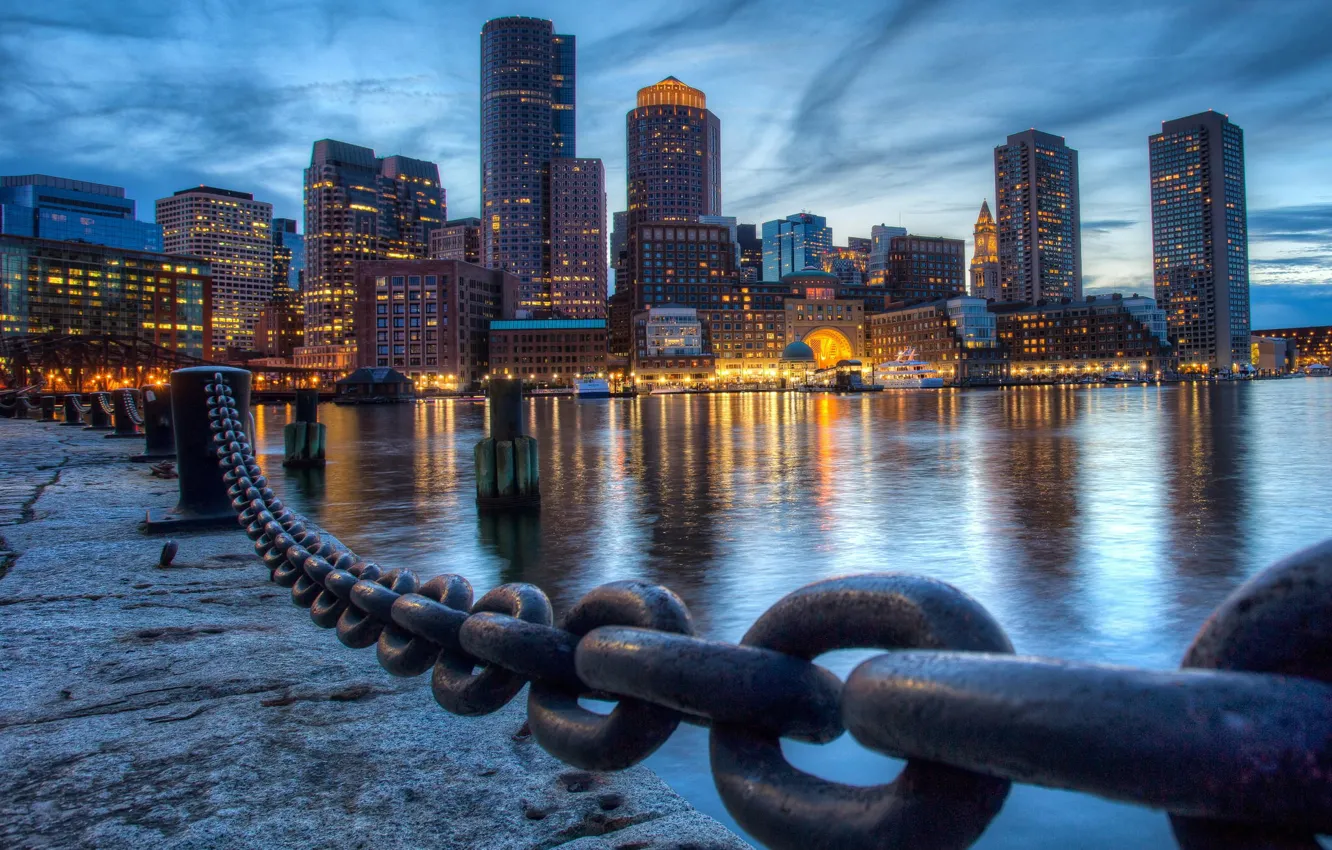 Photo wallpaper the city, skyscrapers, USA, promenade, Boston