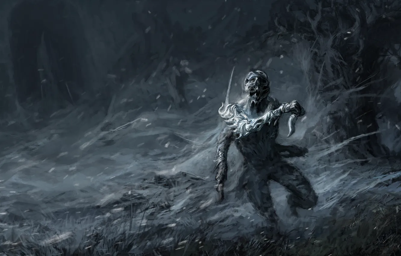Photo wallpaper Night, Fantasy, Undead, Dagger