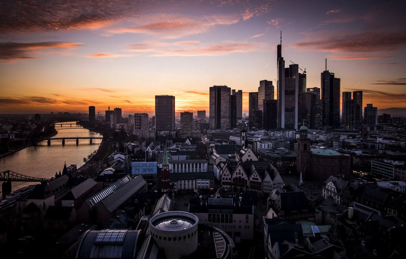 Photo wallpaper sunset, the evening, Germany, Frankfurt am main