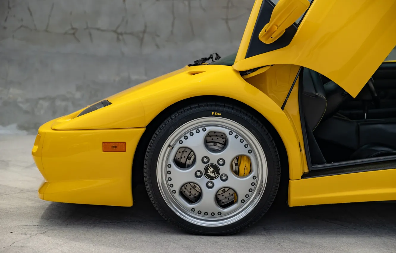 Photo wallpaper close-up, Lamborghini, wheel, Diablo, laborgini, Lamborghini Diablo VT Roadster