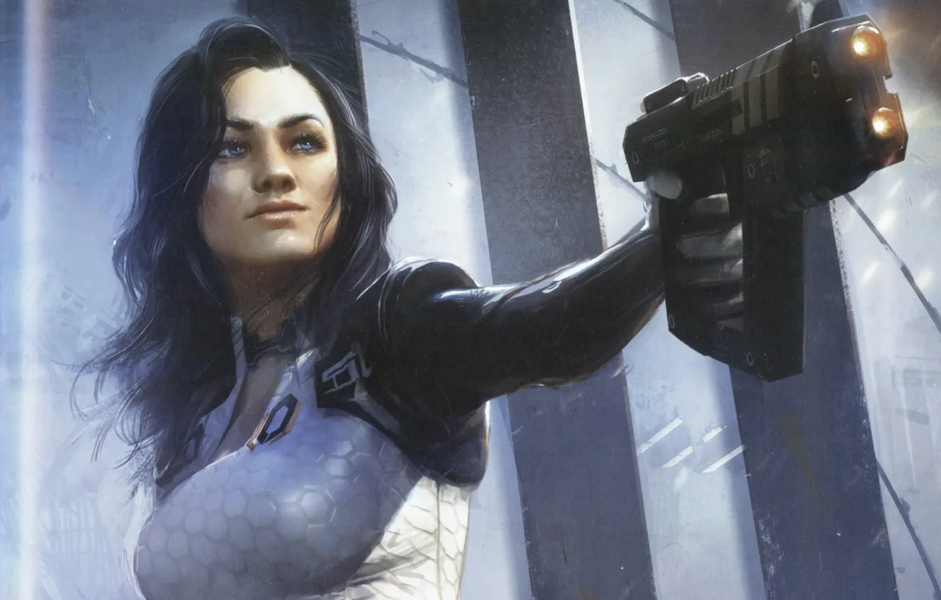 Photo wallpaper Girl, Weapons, Miranda Lawson, Mass Effect