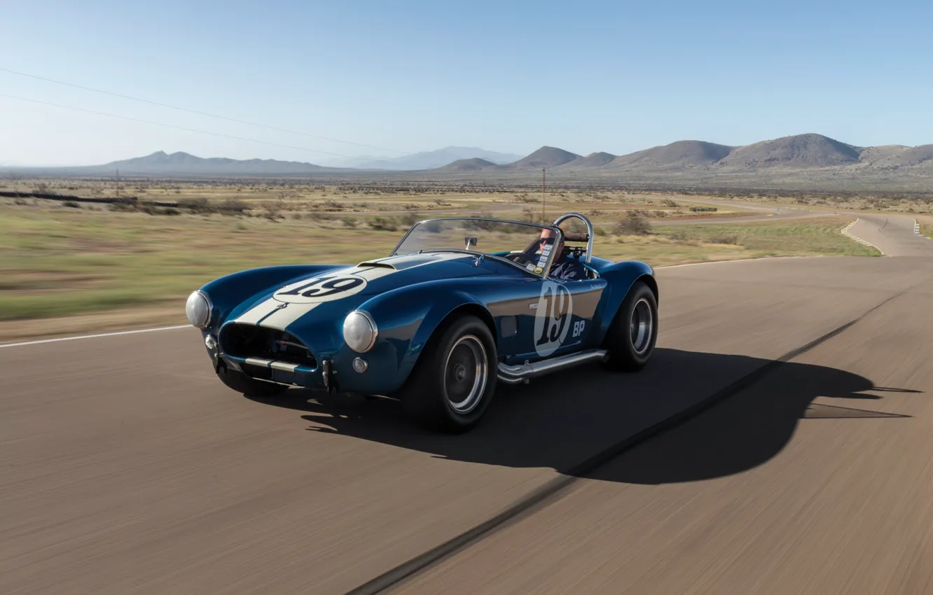 Photo wallpaper Shelby, Roadster, in motion, the front, Cobra, cult, Shelby Cobra 289