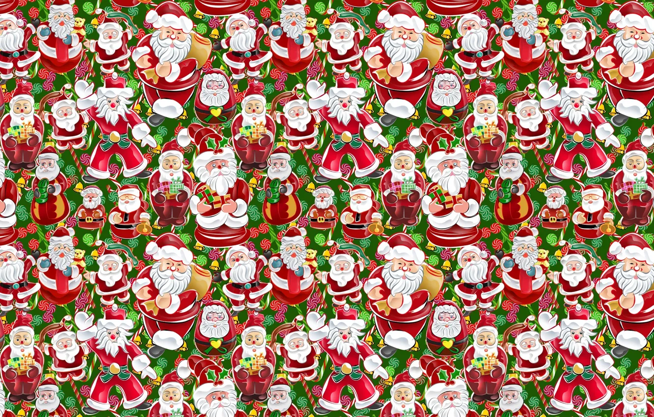 Photo wallpaper figure, new year, gifts, Santa Claus, Santa Claus, texture, a lot, box