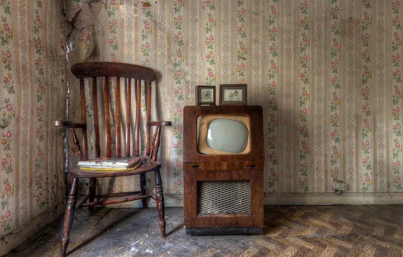 Photo wallpaper background, TV, chair