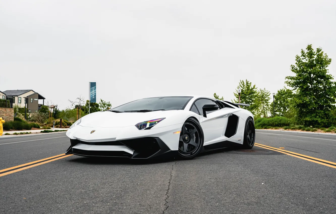 Photo wallpaper White, Aventador, LP750-4 SV