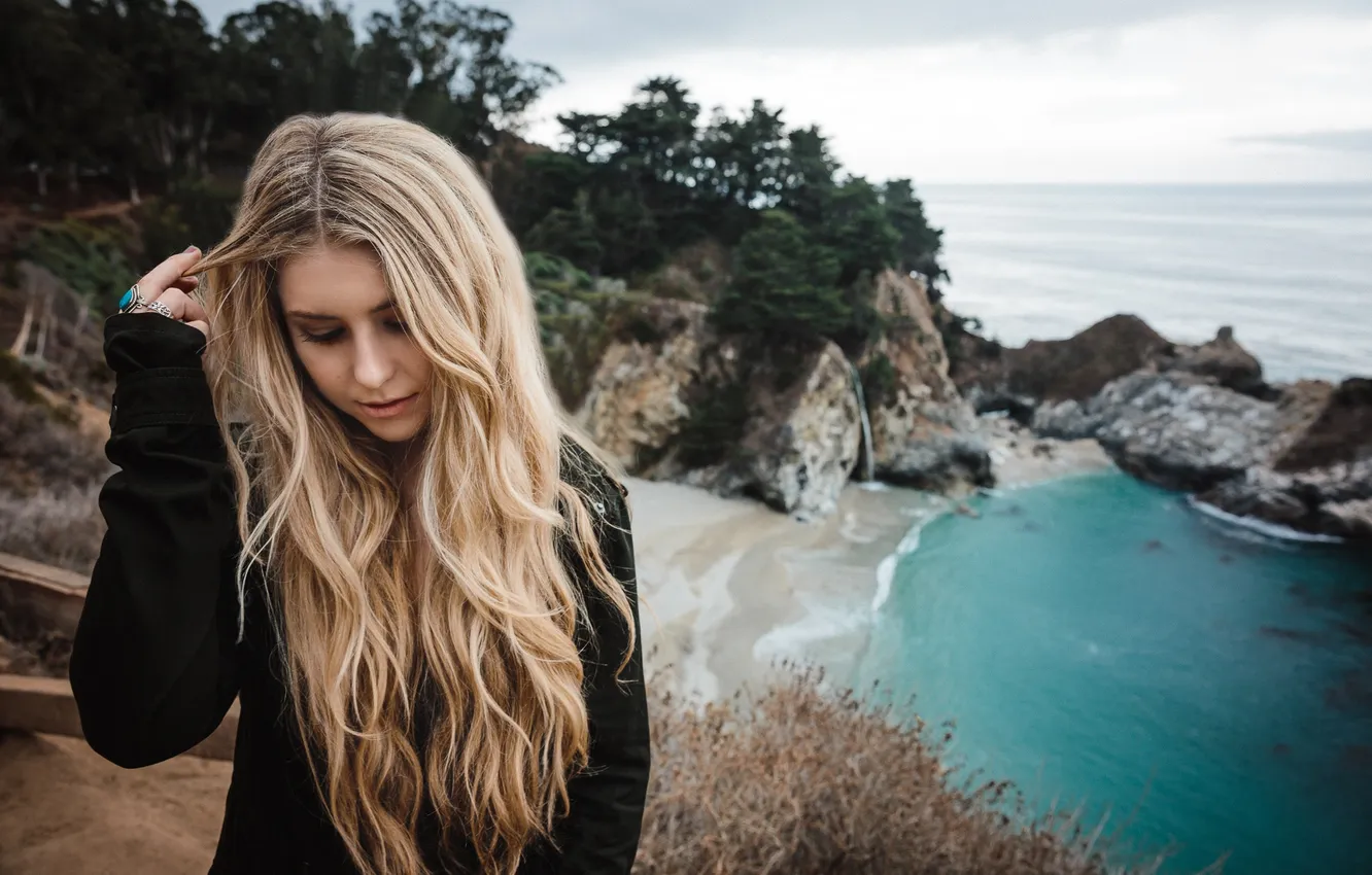 Photo wallpaper girl, the ocean, blonde