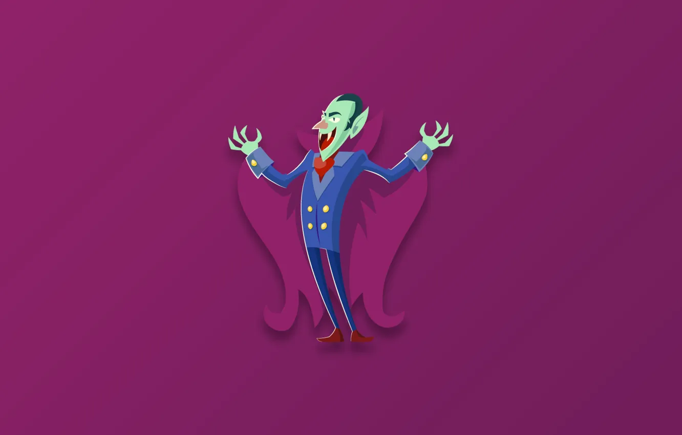 Photo wallpaper minimalism, vampire, funny, digital art, artwork, Dracula, simple background, teeth