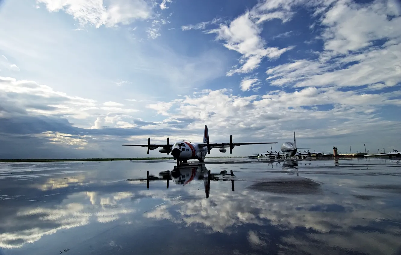 Photo wallpaper the sky, water, strip, Aircraft
