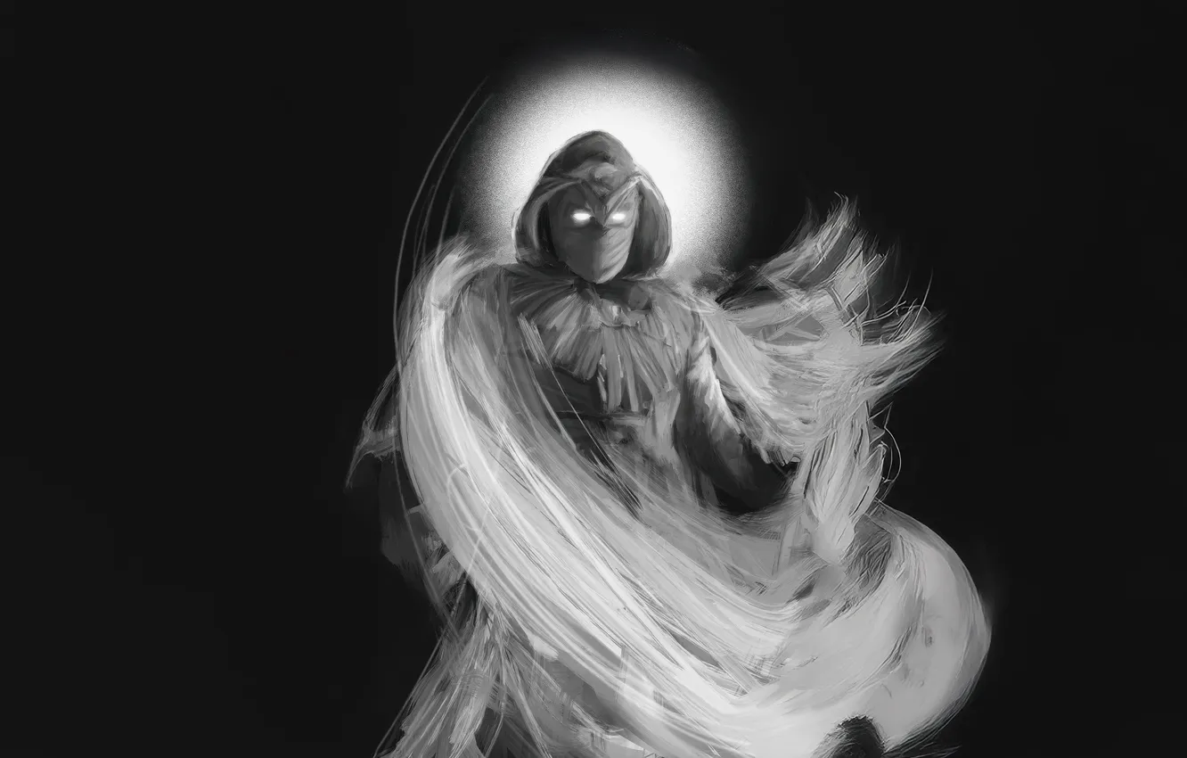 Photo wallpaper moon, white, Neon, knight