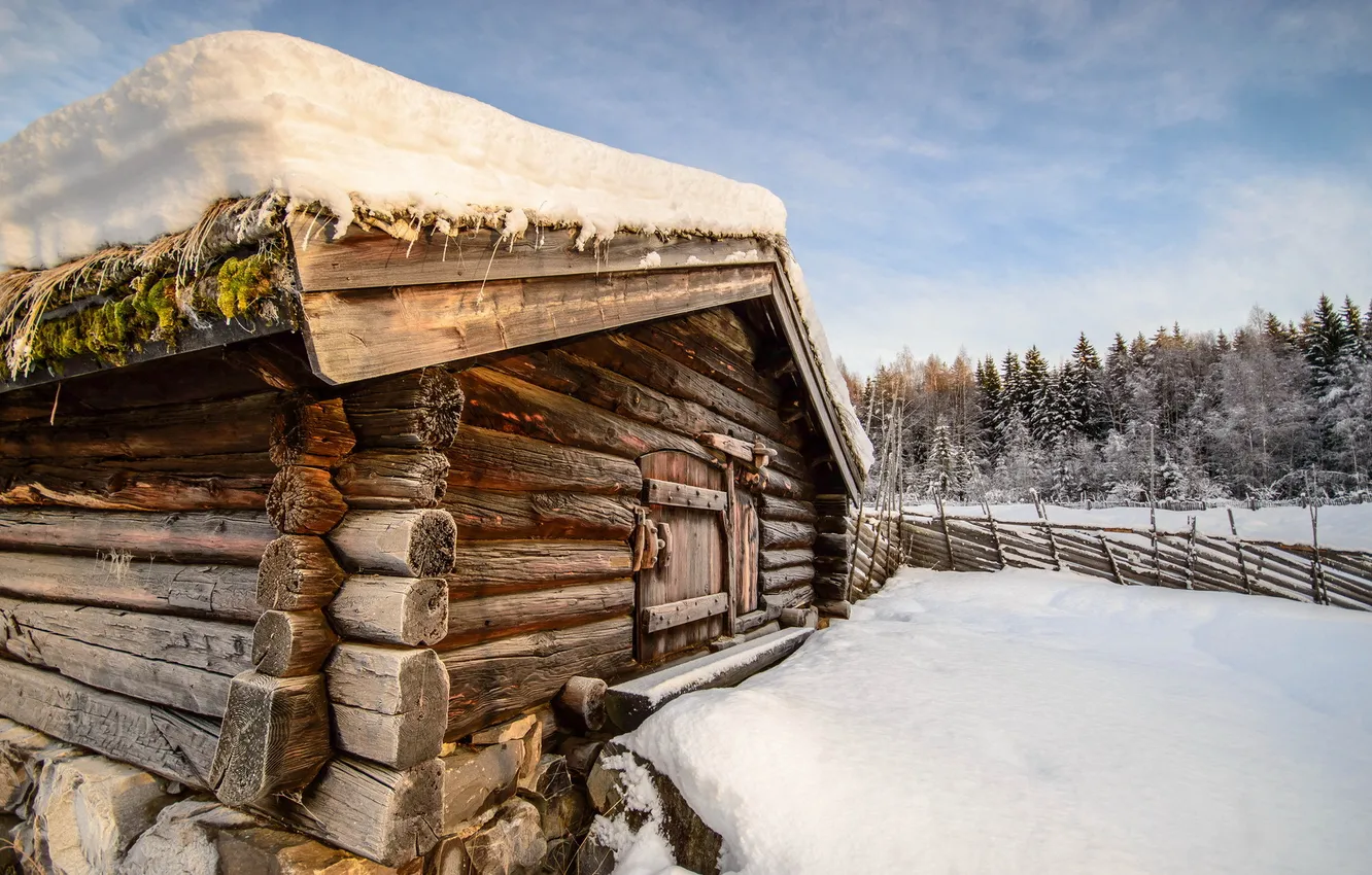 Photo wallpaper winter, snow, home