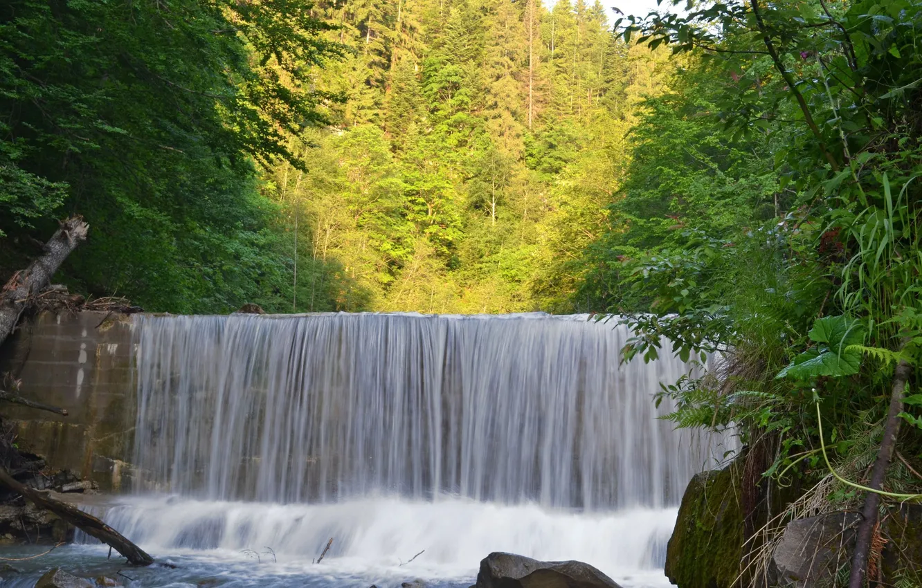 Photo wallpaper waterfall, Ukraine, Transcarpathia, the river Zhonka