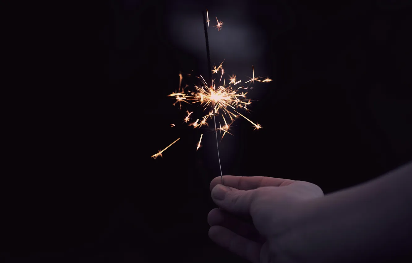 Photo wallpaper background, holiday, black, new year, Sparkler
