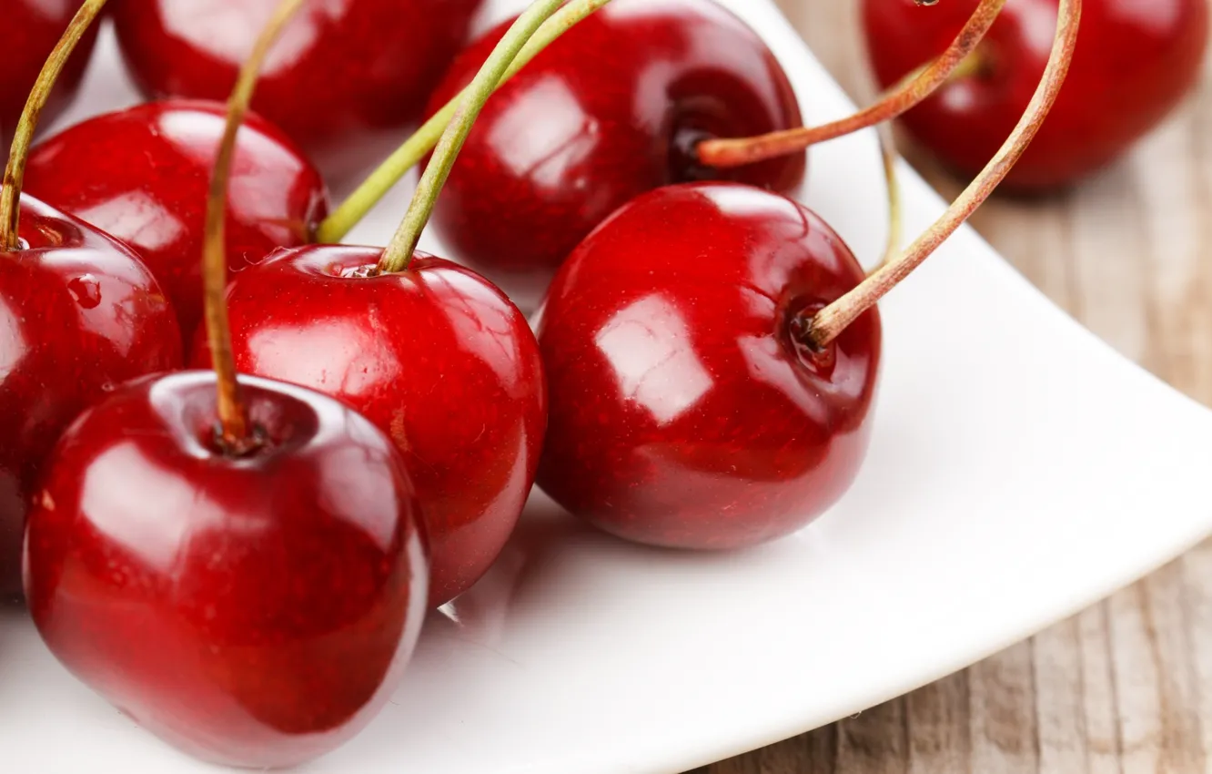 Photo wallpaper summer, cherry, berries, plate, cherry