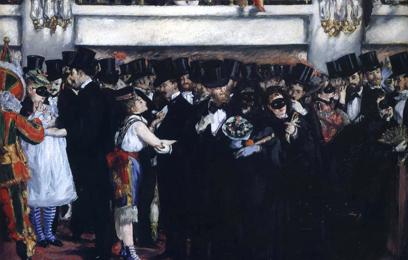 Photo wallpaper people, interior, picture, genre, Edouard Manet, Masquerade ball at the Opera